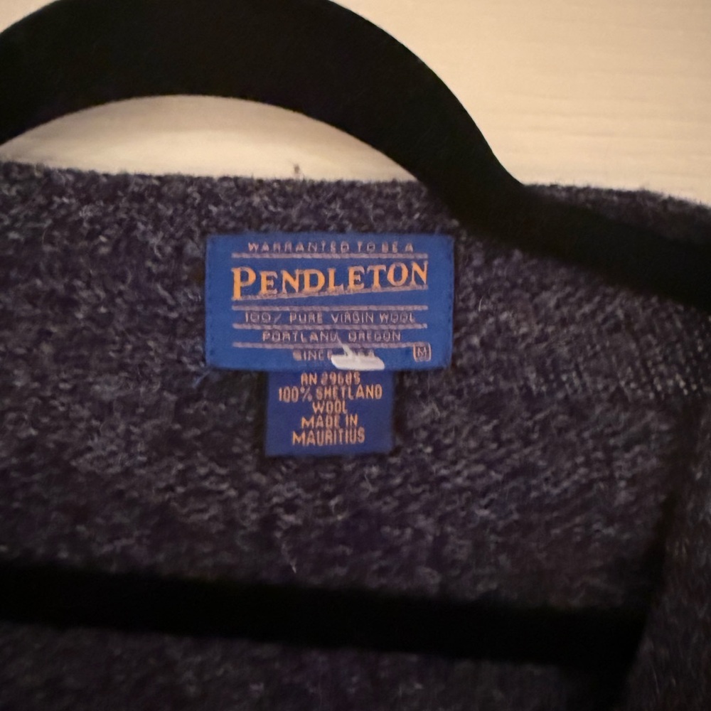 PENDLETON 100% Shetland Wool Oversized Cardigan • Blue • Size M • Excellent Cond - Picture 4 of 4